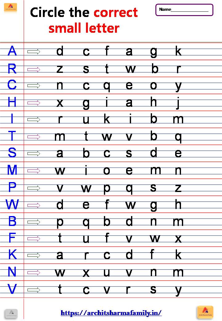 Circle the correct small letter