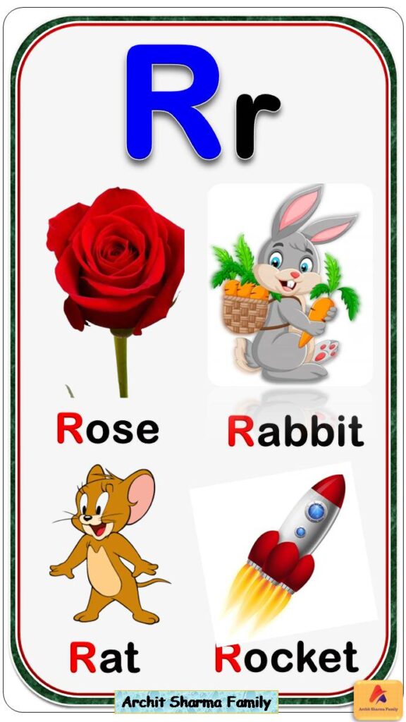 Letter R Words Printable Flashcard