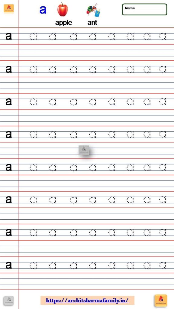 Lowercase Letter A Small Letter Tracing Worksheet 'a'