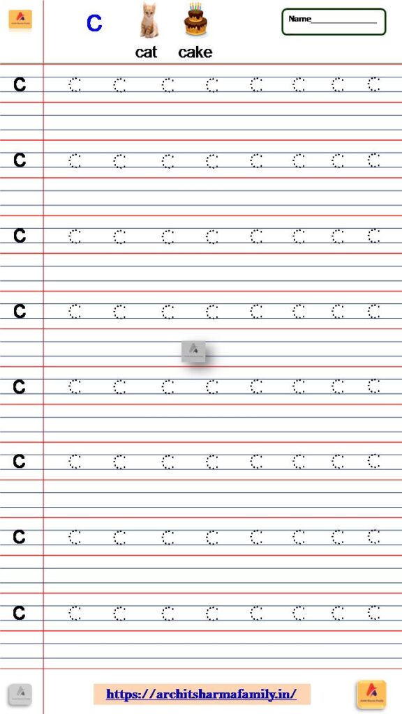 Lowercase Letter C Small Letter Tracing Worksheet 'c'