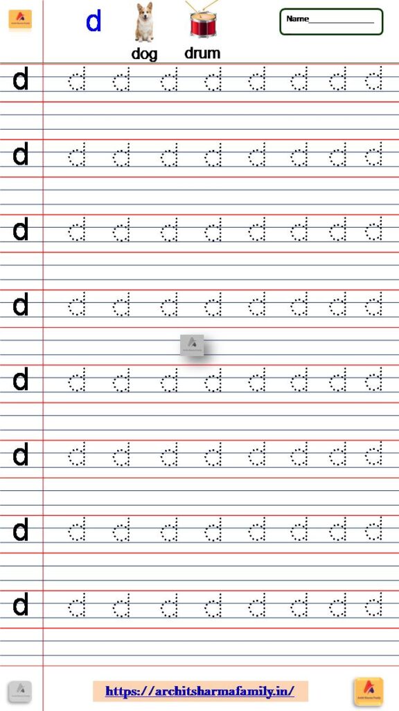 Lowercase Letter D Small Letter Tracing Worksheet 'd'