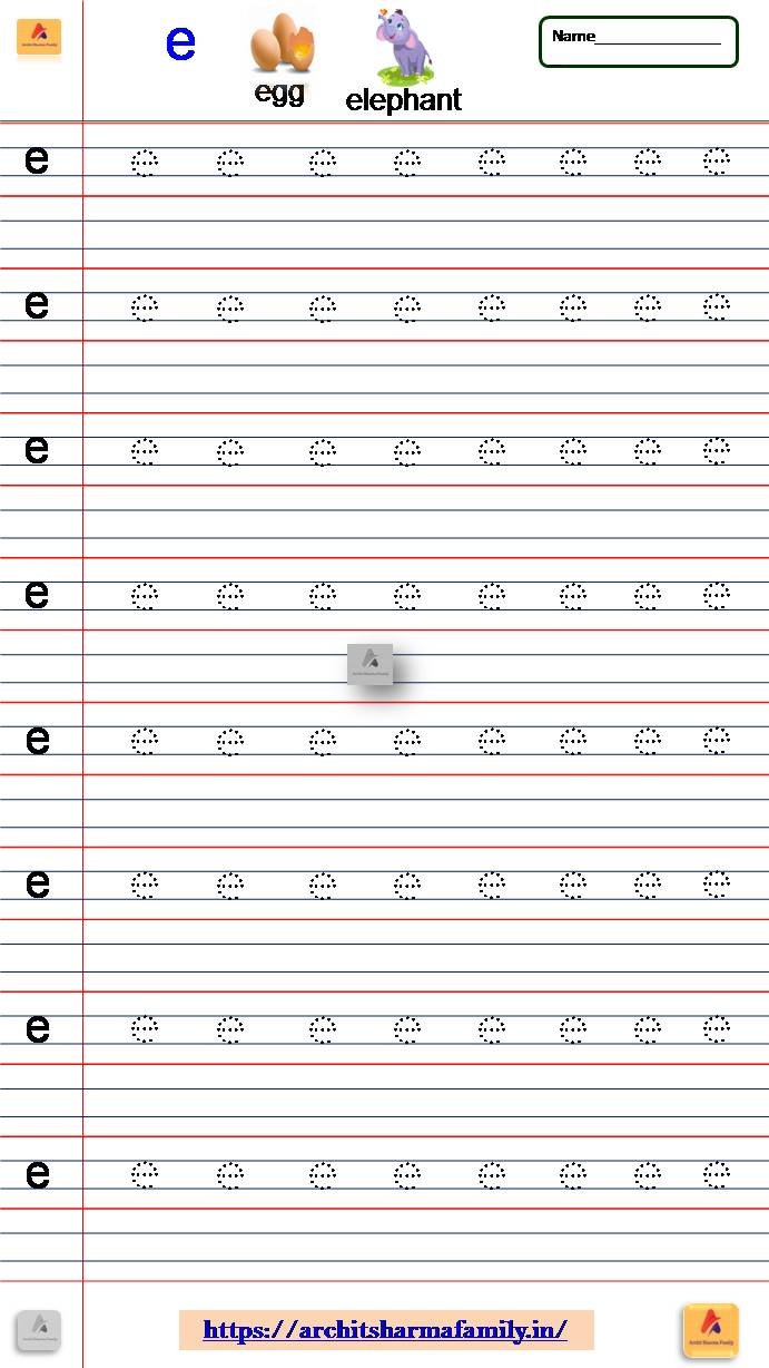 Small Letter Eworkbook Small (Lowercase) Letter a to z Printable Writing Worksheet – Archit Sharma