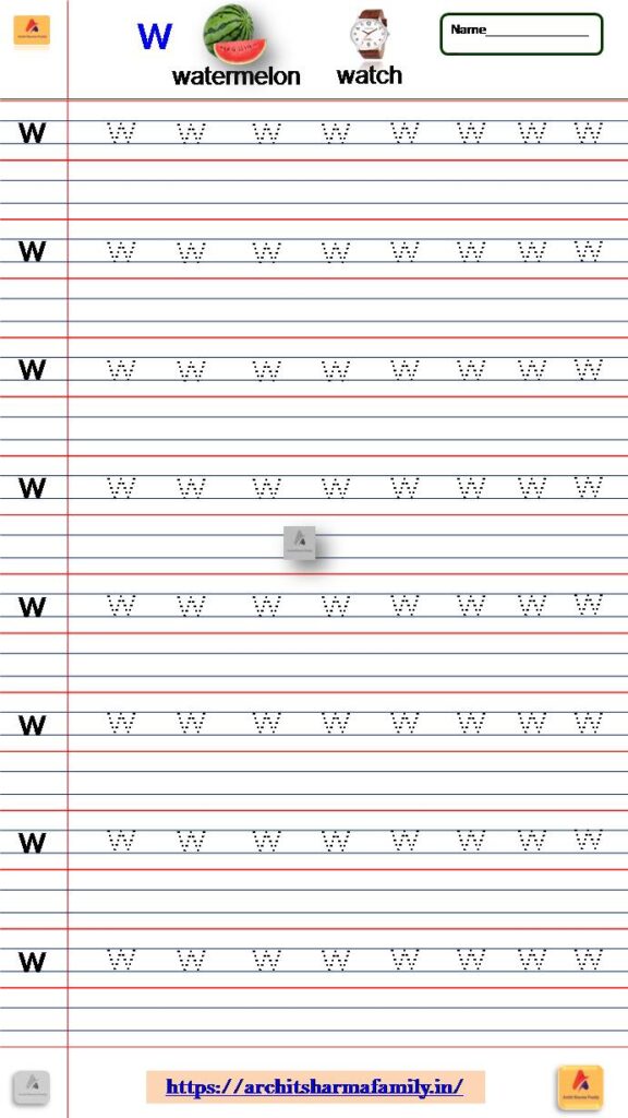 Lowercase Letter W Small Letter Tracing Worksheet 'w'