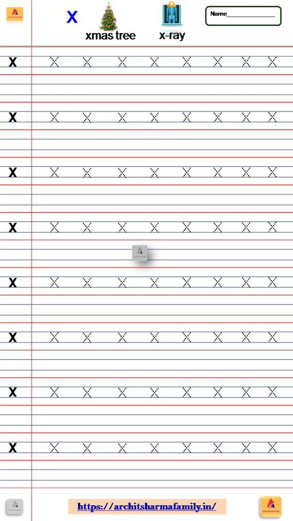 Lowercase Letter X Small Letter Tracing Worksheet 'x'