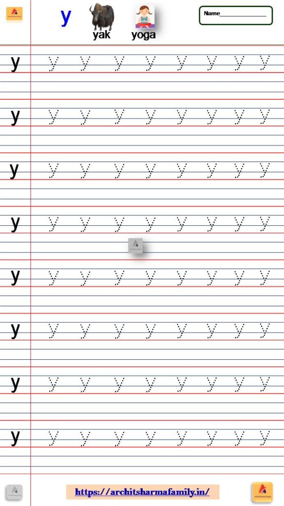 Lowercase Letter Y Small Letter Tracing Worksheet 'y'