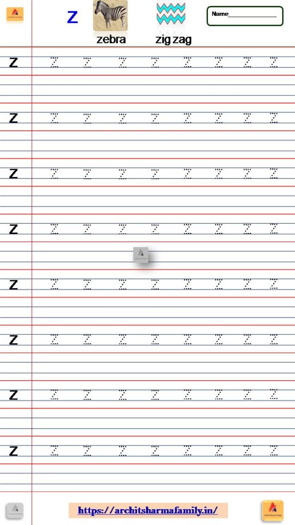 Lowercase Letter Z Small Letter Tracing Worksheet 'z'