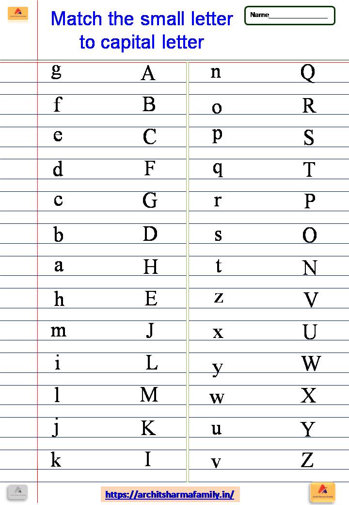Match the small letter to capital letter