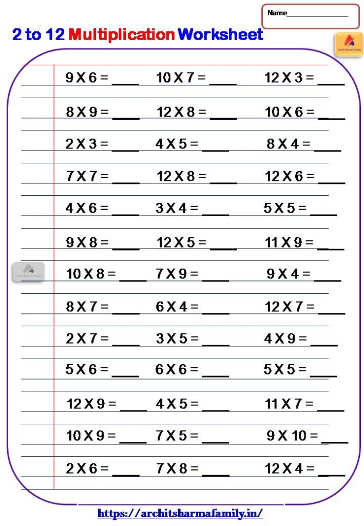 Multiplication Worksheet