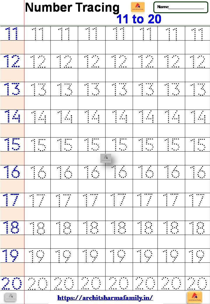 Number Tracing Worksheet 1 to 100 Pdf – Archit Sharma
