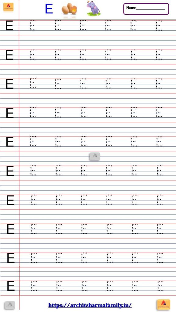 Printable Dotted Capital Letter E Tracing Worksheet