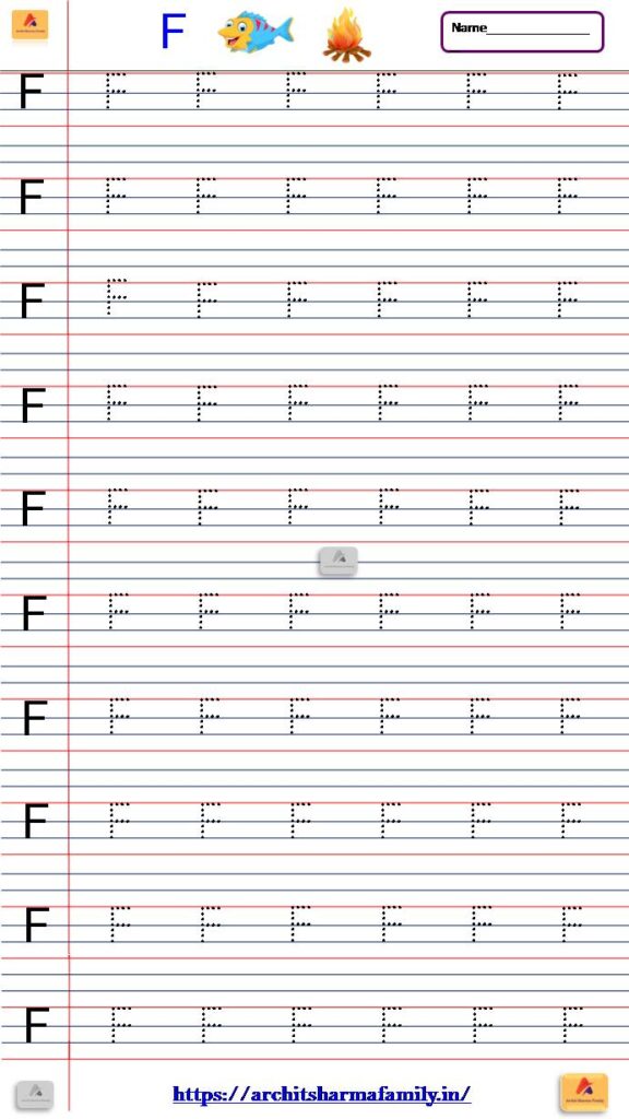 Printable Dotted Capital Letter F Tracing Worksheet