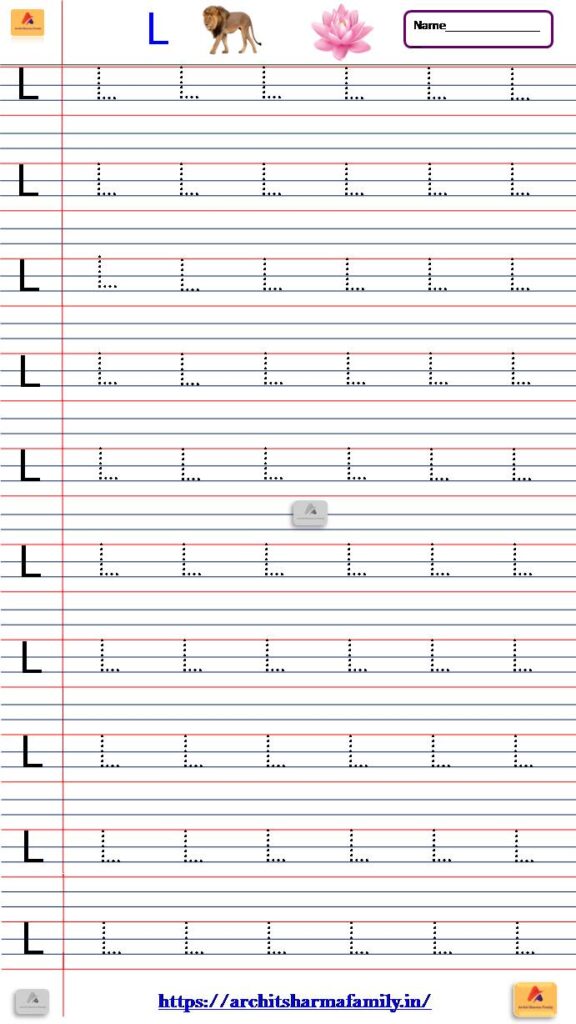 Printable Dotted Capital Letter L Tracing Worksheet