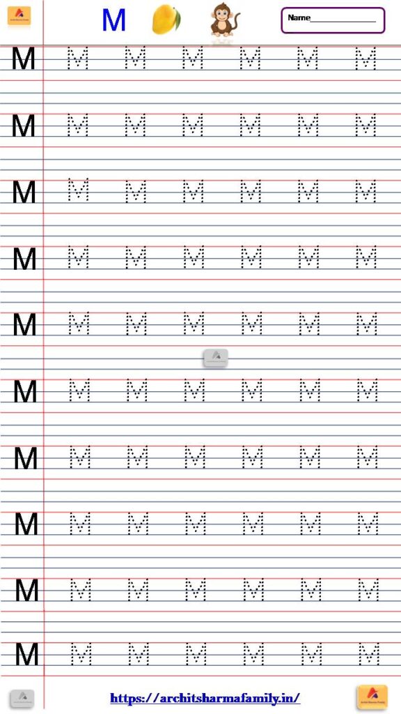 Printable Dotted Capital Letter M Tracing Worksheet