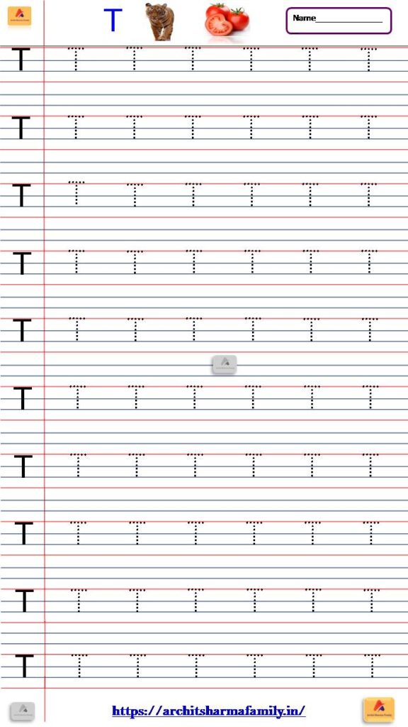 Printable Dotted Capital Letter T Tracing Worksheet