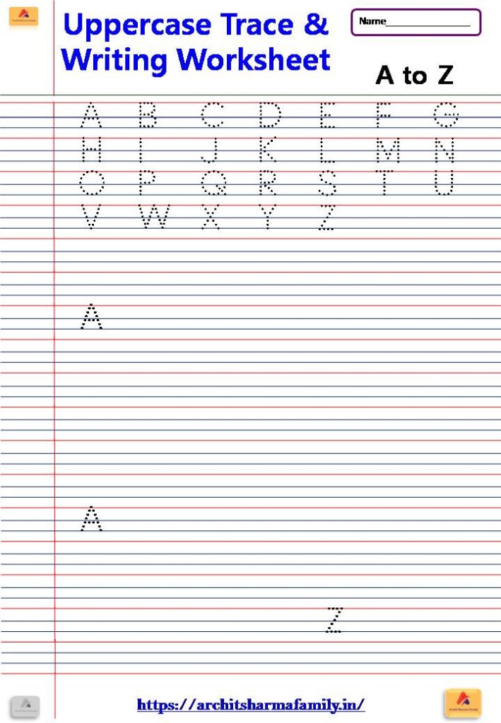 Uppercase Trace and Writing Worksheet A-Z