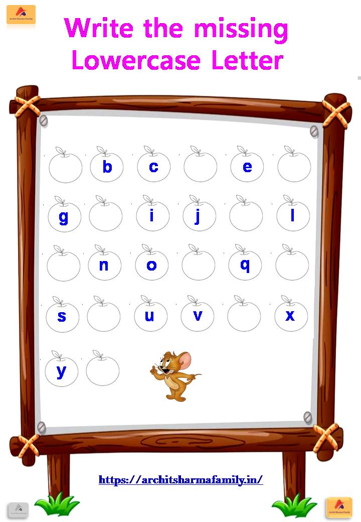 Write the missing lowercase letters