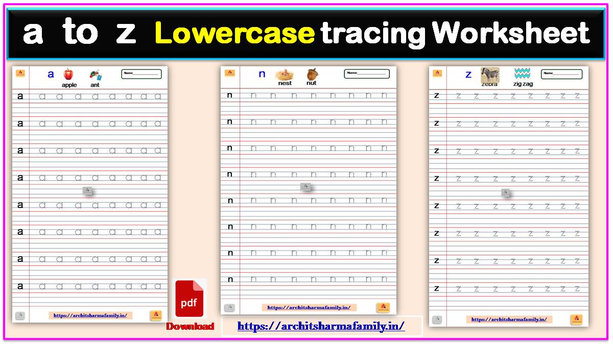 a To z Lowercase Tracing Worksheet For Kids With Pdf Format