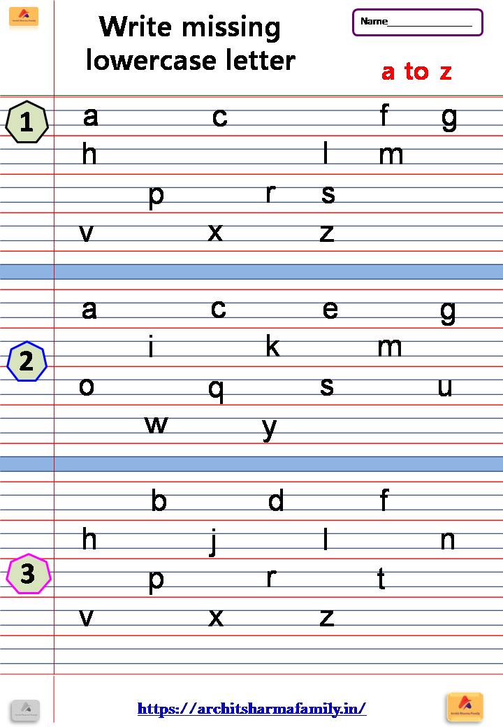 write missing lowercase letter a-z