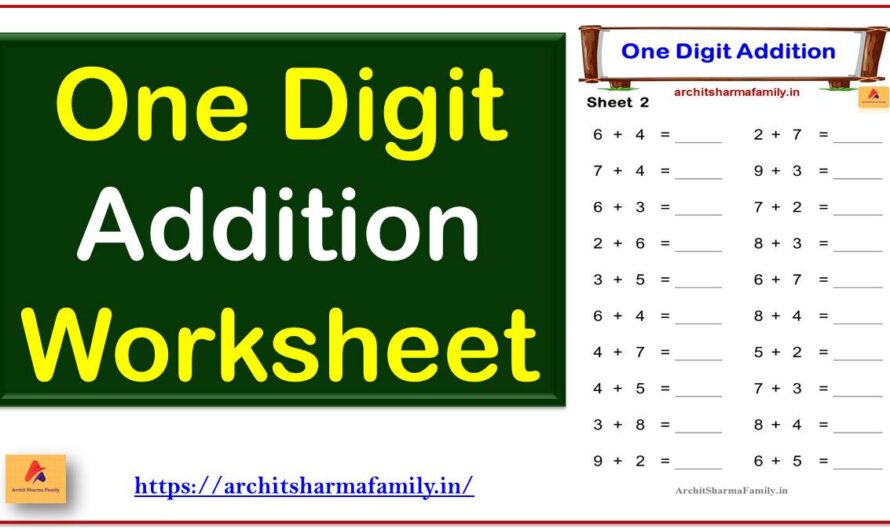 1 Digit Addition Worksheet pdf