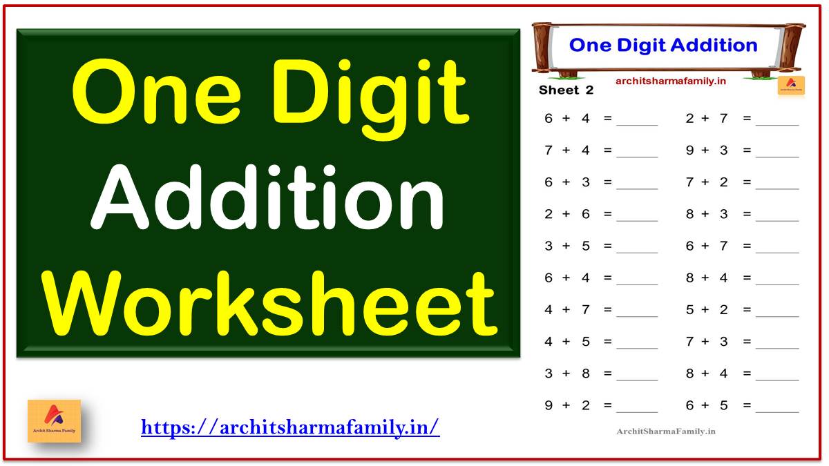 One Digit Addition Worksheet