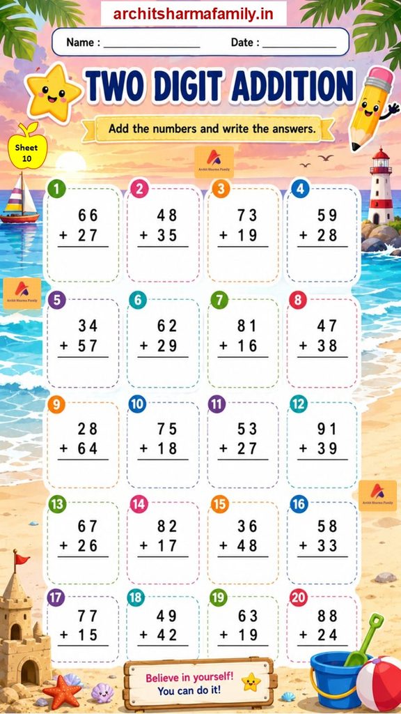 Two Digit Addition Worksheets 