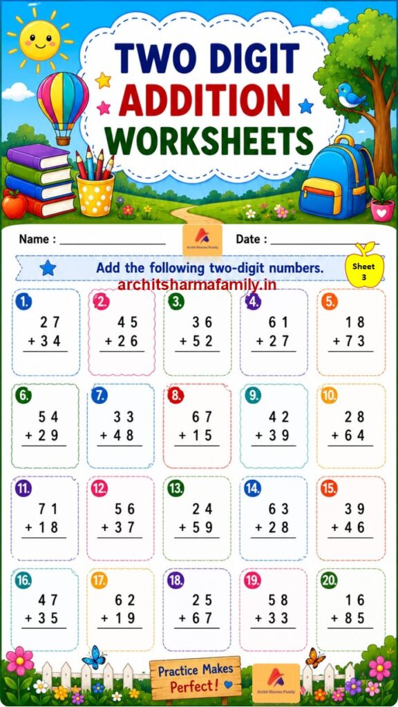 2 Digit Addition Worksheet free