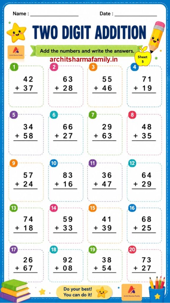 Grade 2 Two Digit Addition Worksheet 5