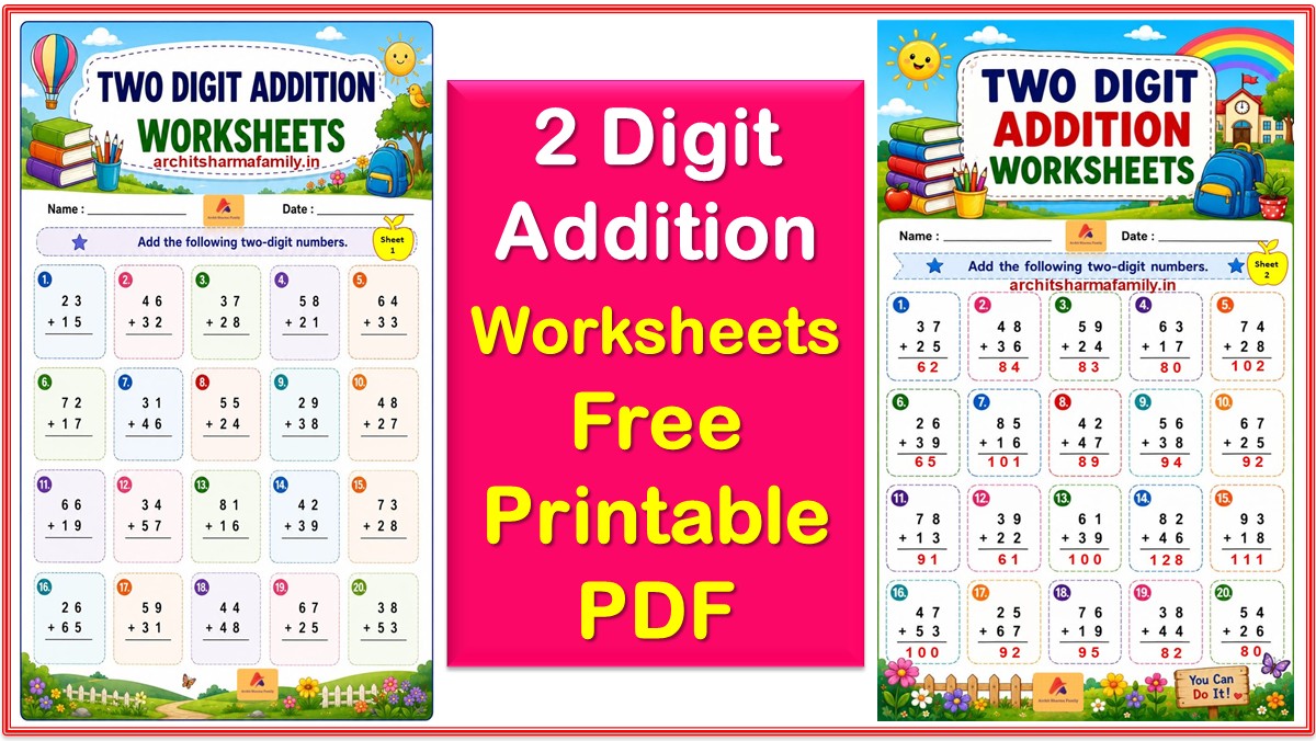 2 Digit Addition Worksheets Free Printable PDF