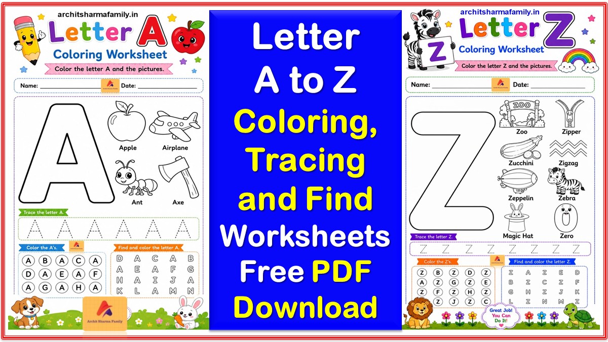 Letter A to Z Free Printable Worksheets