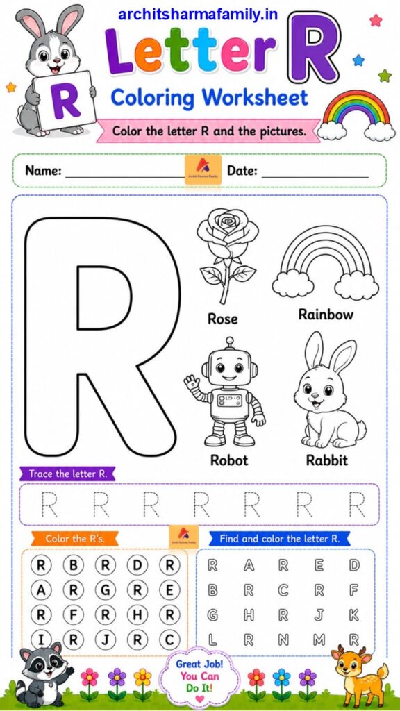 Letter R Worksheet Coloring Trace and Find