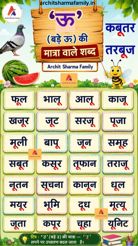 bade u ki matra wale shabd