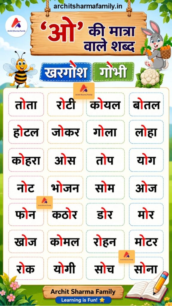 o ki matra wale shabd