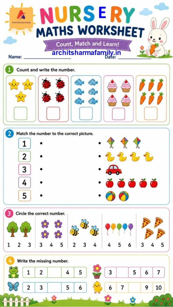 Maths Worksheet for Nursery 2
