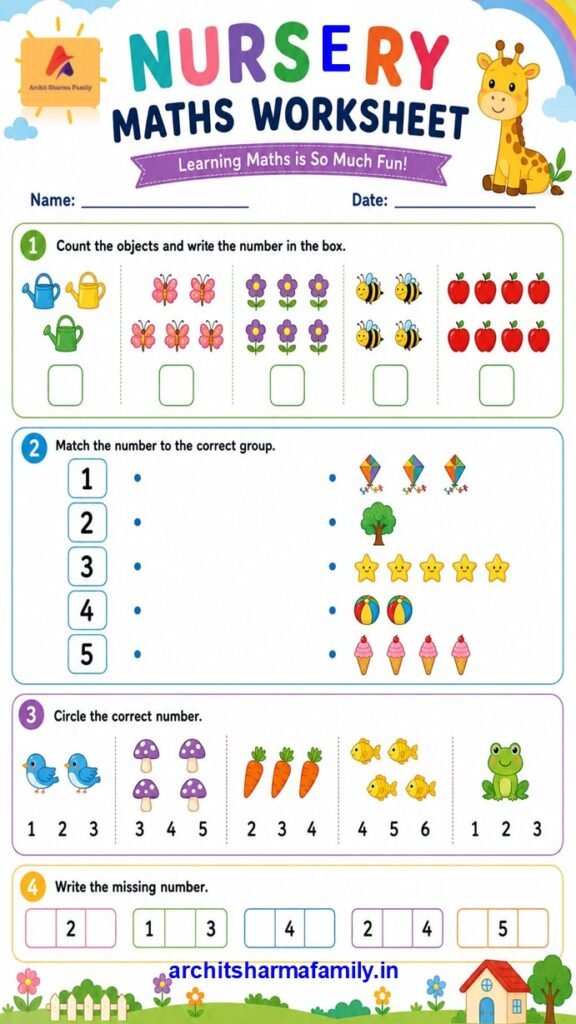 Nursary Maths Worksheet New 1