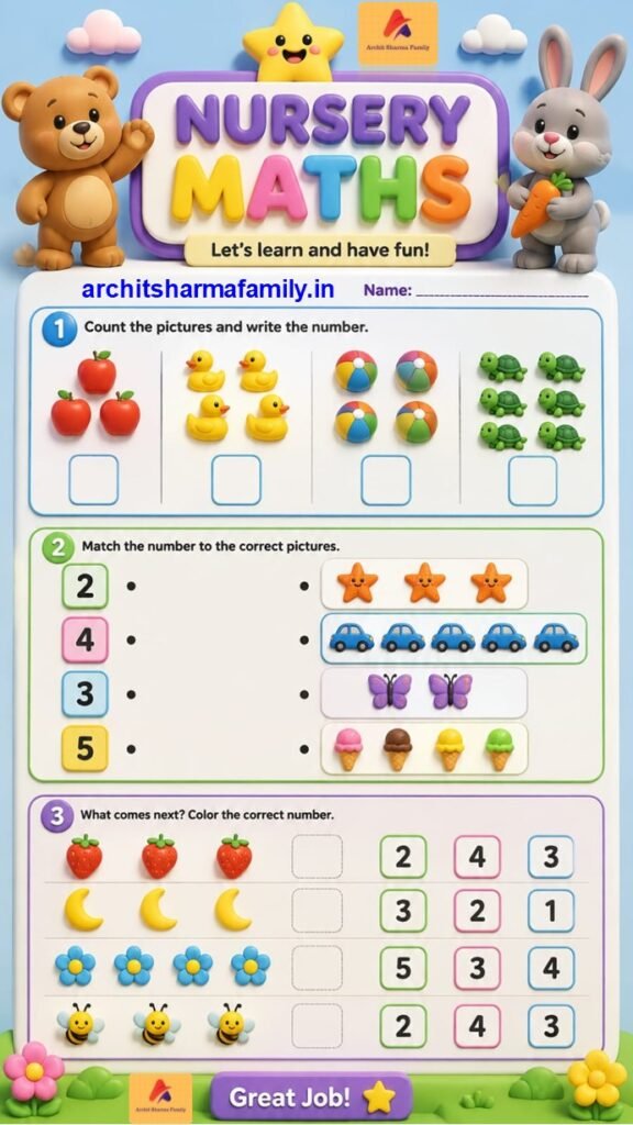 Nursery Maths 3d Worksheet 1
