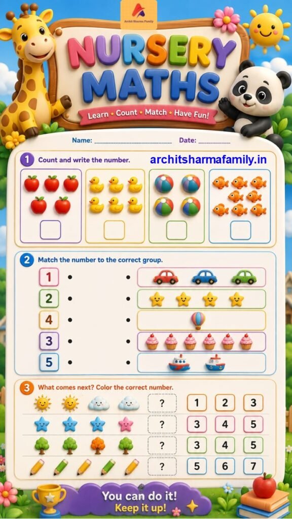 Nursery Maths 3d Worksheet 2