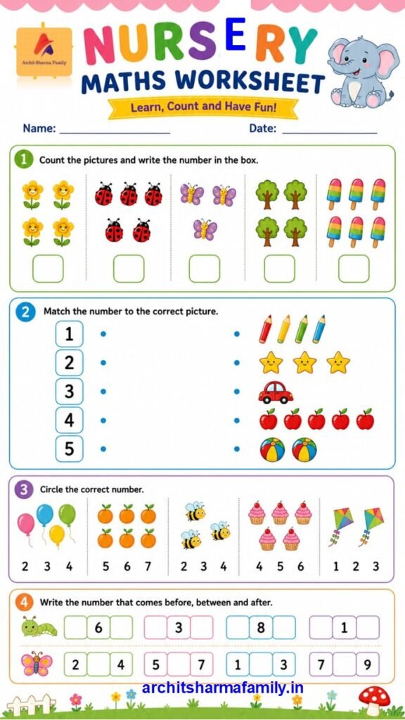 Nursery Maths 3d Worksheet