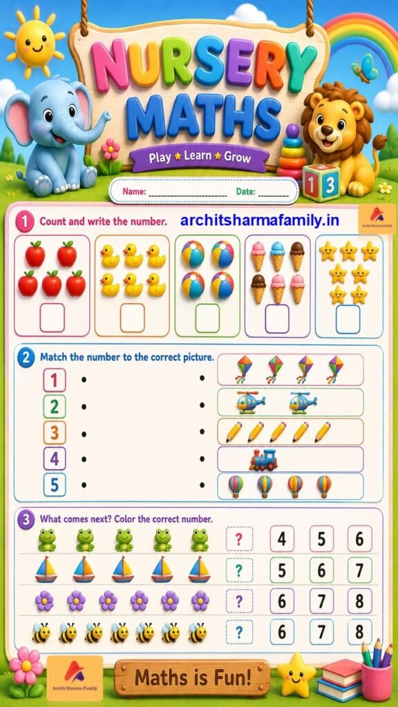 Nursery Maths Worksheet 3d