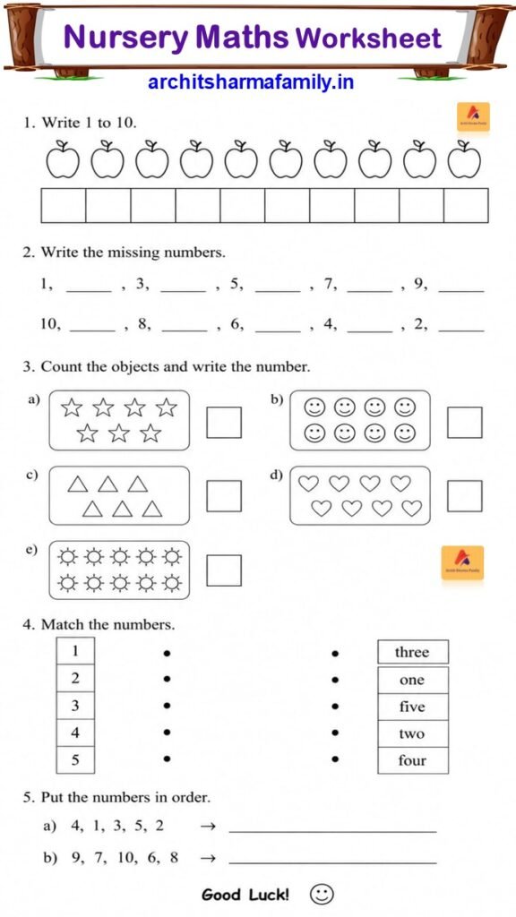 Nursery maths worksheet 22
