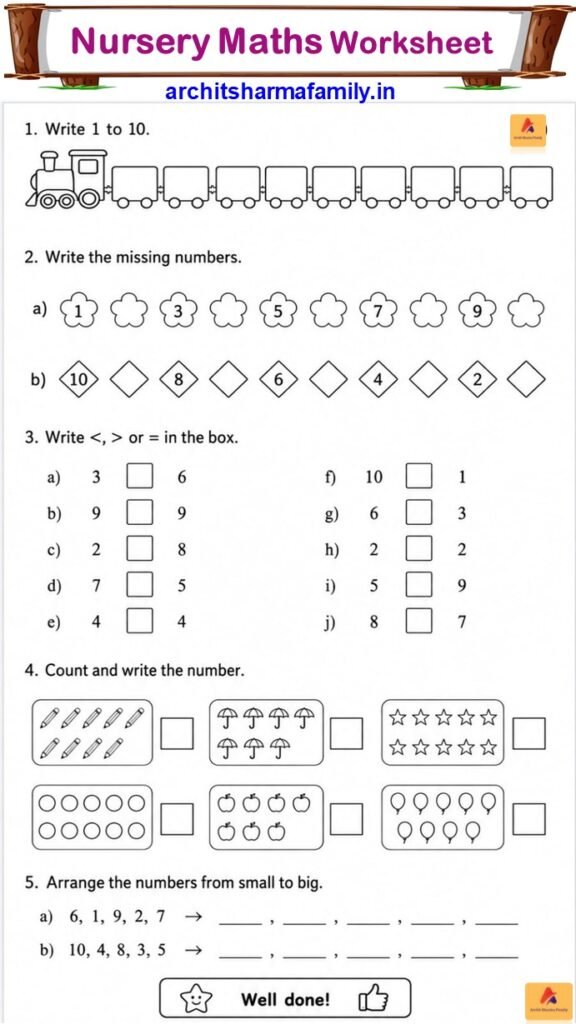 Nursery maths worksheet 23