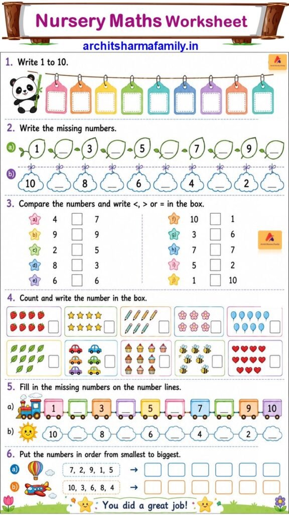 Nursery maths worksheet 28