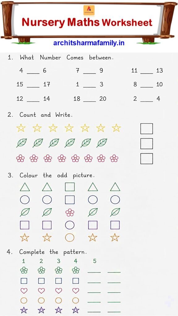 Nursery maths worksheet 3