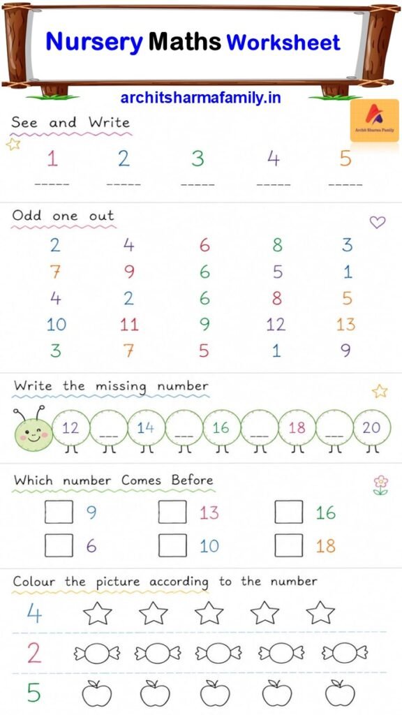 Nursery maths worksheet 5