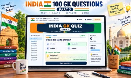 India 100 GK MCQ Part 5 Online Free Mocktest