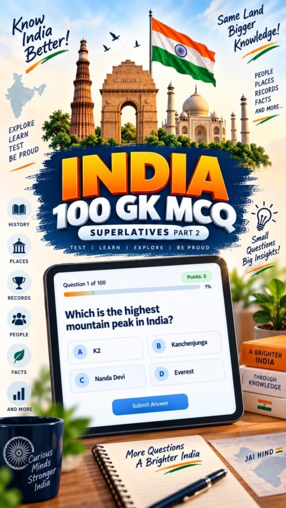India 100 Superlatives MCQ Free Online Mock Test