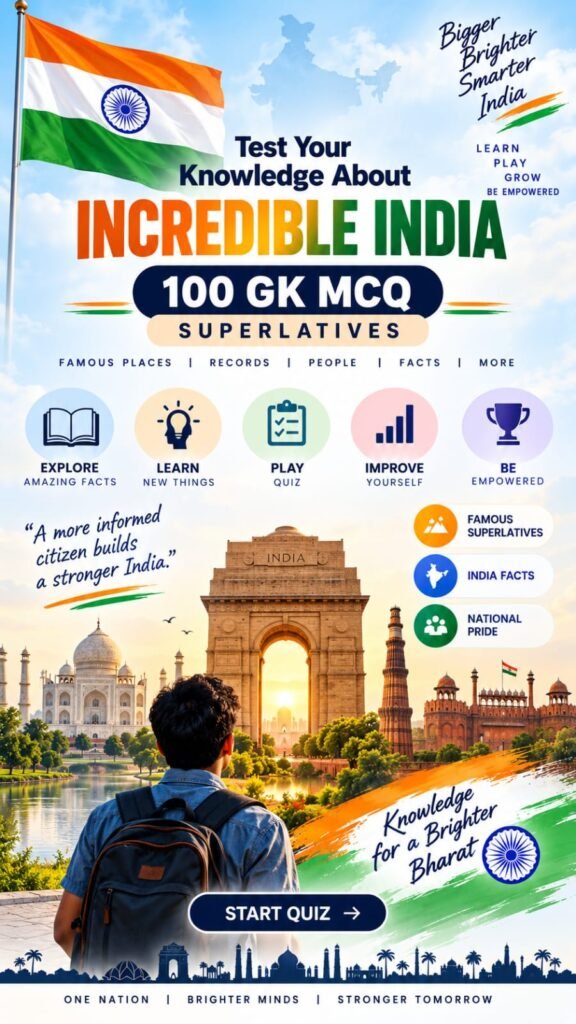 India 100 Superlatives MCQ Online Test