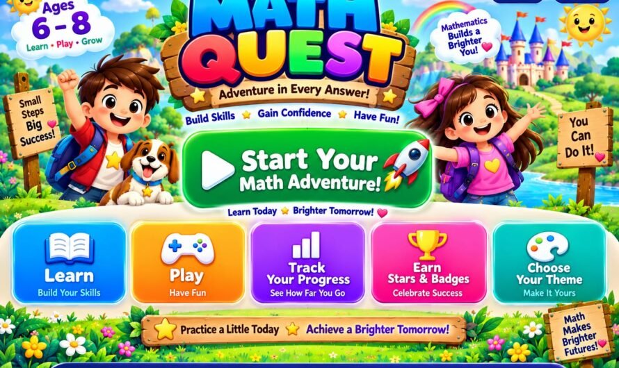 Math Games: Math Quest 6 to 8 Years