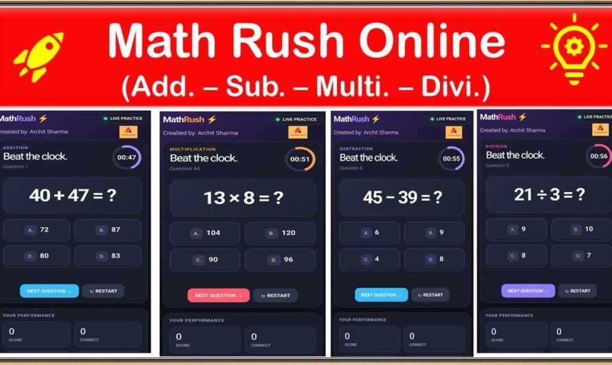 Math Rush: Add, Sub, Mult, Div Infinite Questions