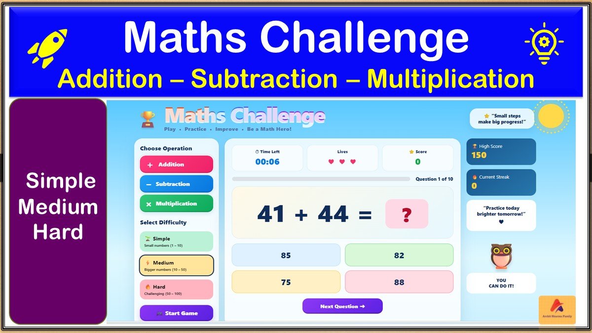 Maths Challenge Online Test for Kids
