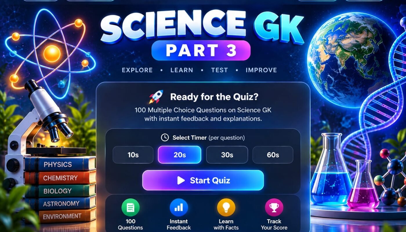 Science 100 MCQ Questions Part 3